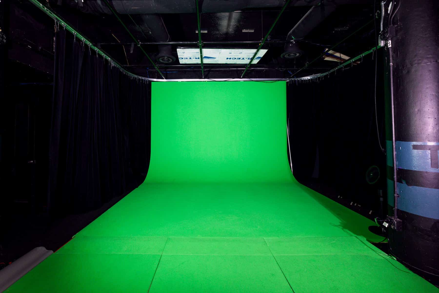 Green screen production stage — VibeShack Studios SF