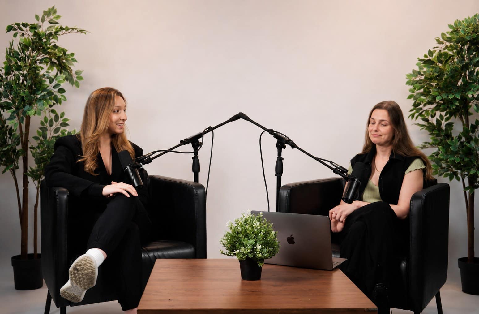 Encore, a modern podcast studio with professional lighting at VibeShack Studios SF