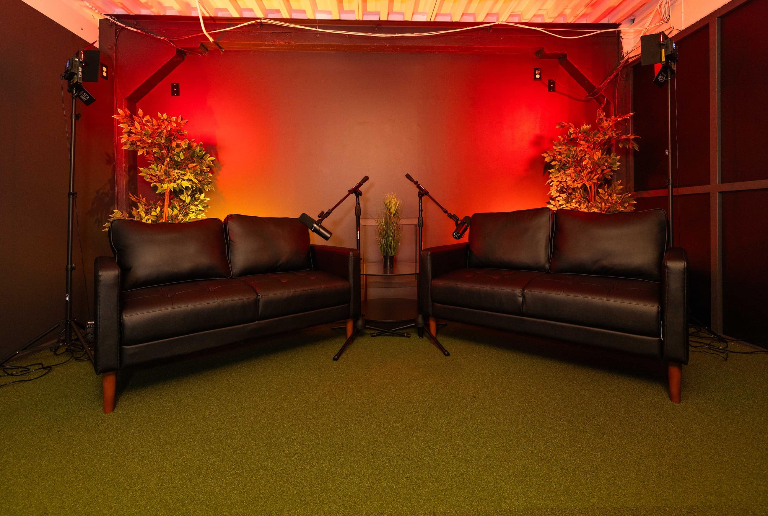 Sunset, a warm programmable podcast set in use at VibeShack Studios SF
