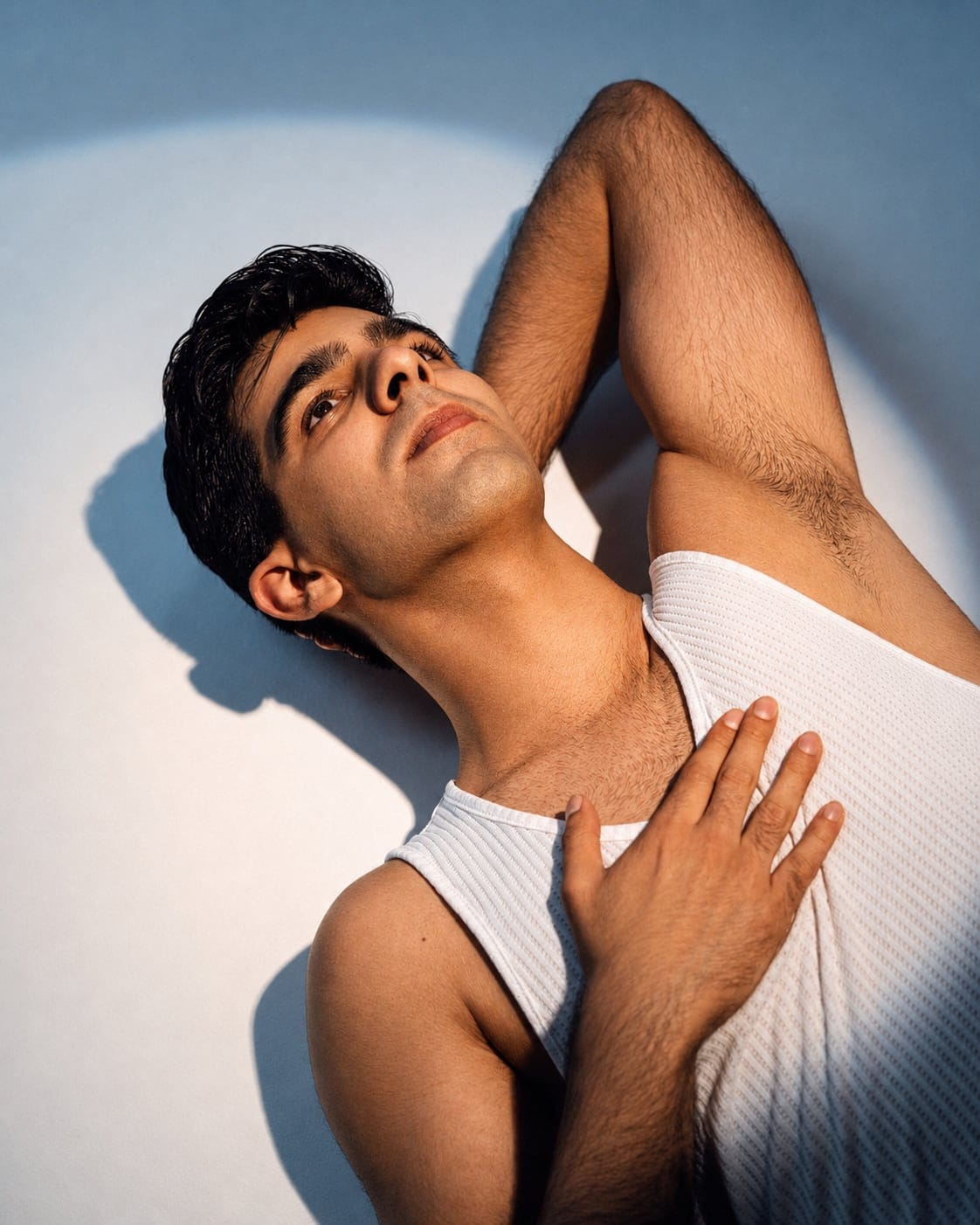 Men's shadow portrait photographed at VibeShack Studios San Francisco