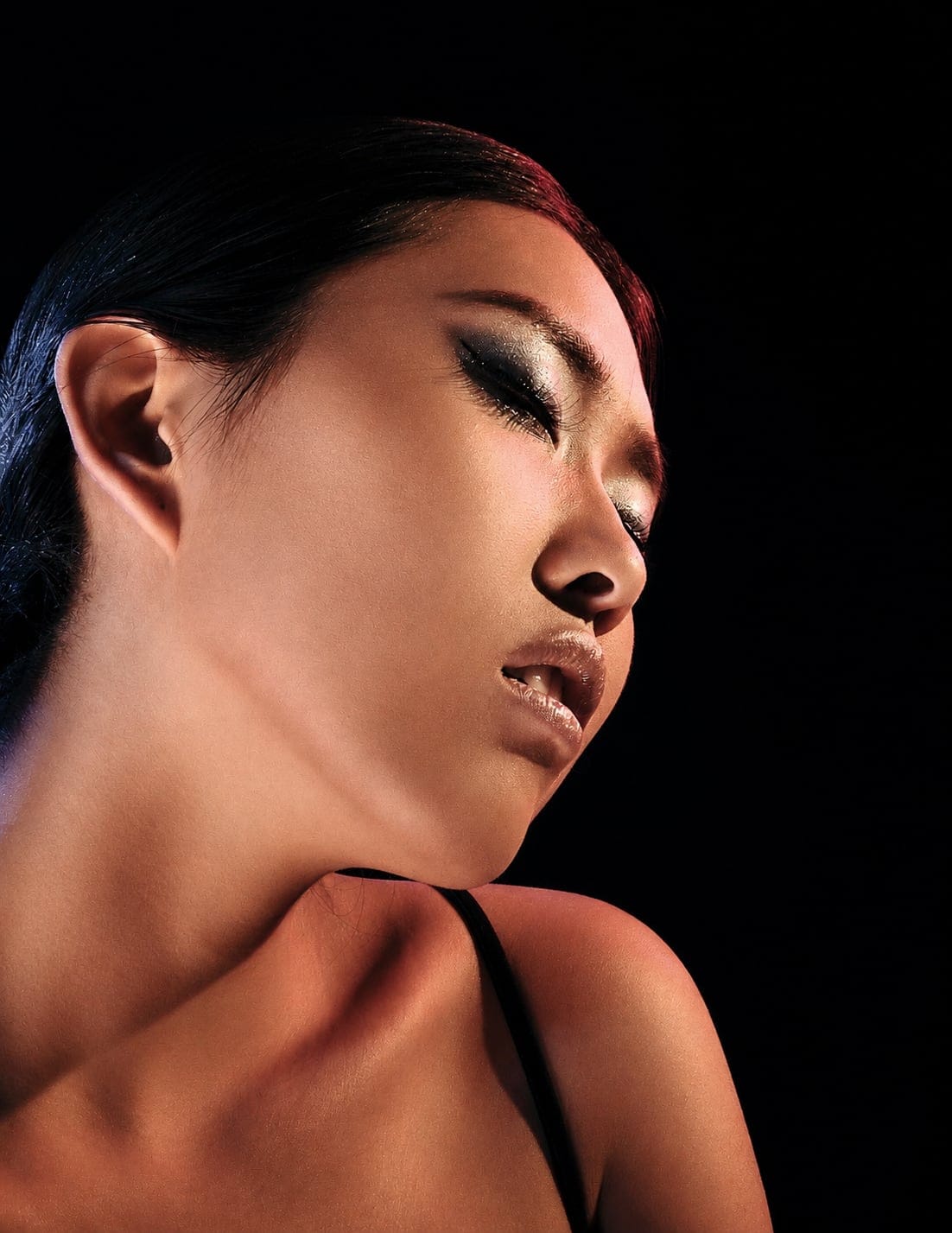 Side-profile beauty portrait photographed at VibeShack Studios San Francisco