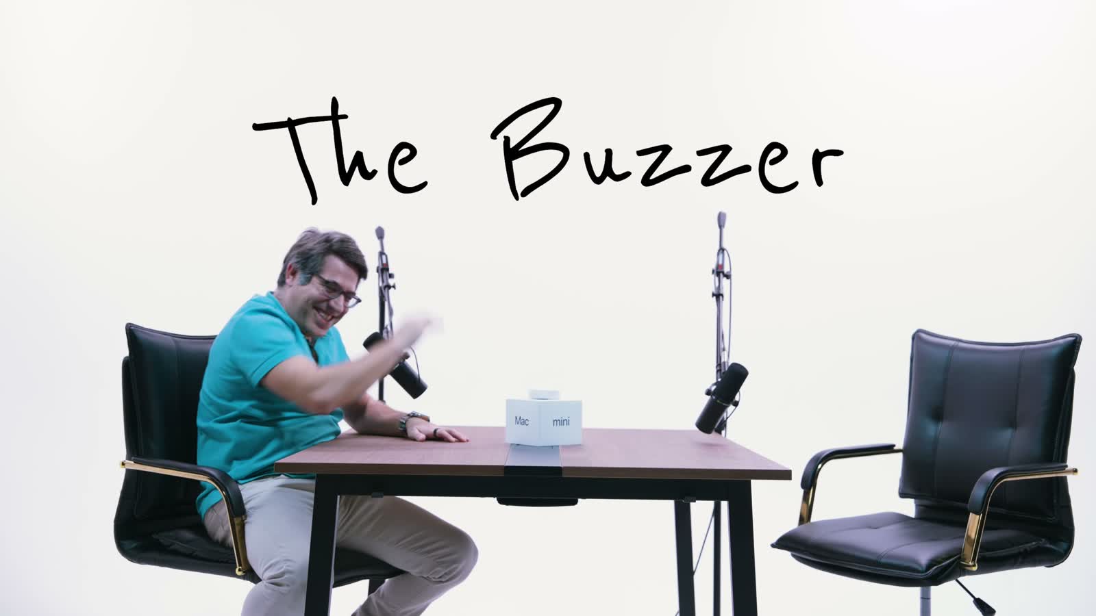 The Buzzer title card over the Silicon Mania pitch show set