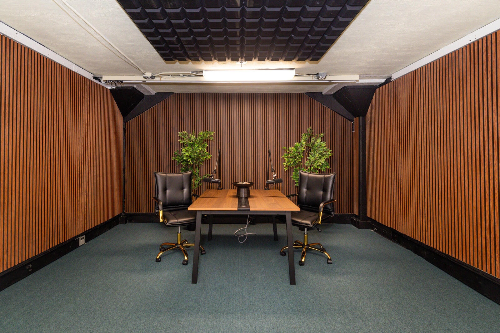 Podcast studio setup at VibeShack Studios