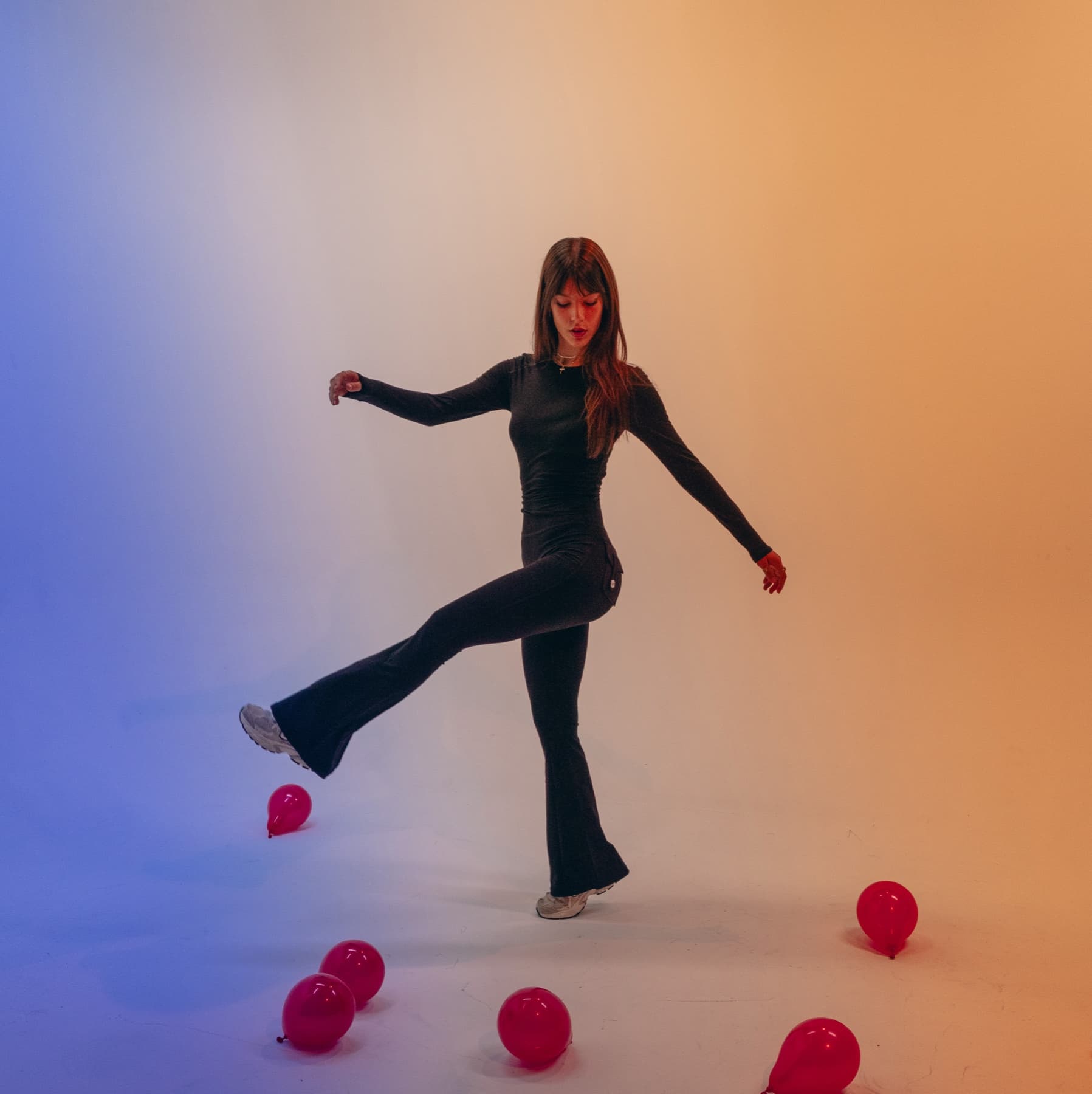 Creative movement portrait with color gradients photographed at VibeShack Studios