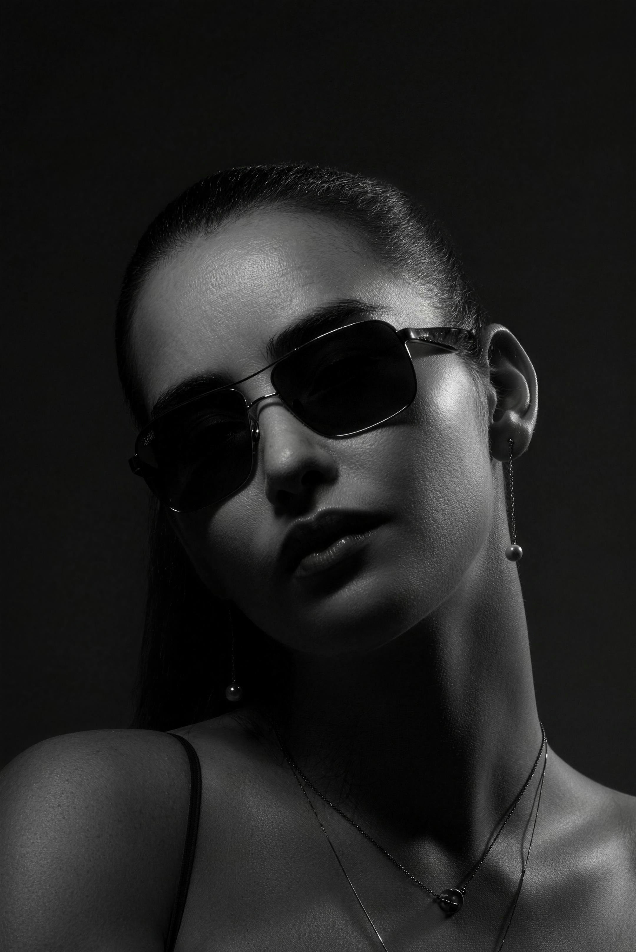 Black and white editorial portrait created for a visual identity system